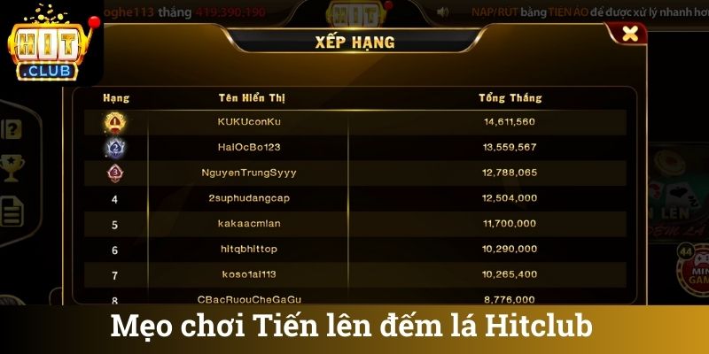 Mẹo chơi Tiến lên đếm lá Hitclub